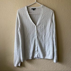 Brooks Brothers Gray Cable Knit Cashmere Silk cardigan XL